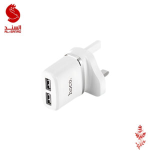 Hoco Smart Dual Ports Charger Set With Lightning Cable شاحن جداري بمنفذين USB A مع كيبل Lightning لأجهزة ابل