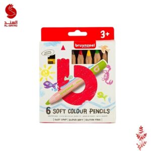 اصباغ خشب ماركة برونزيل 6 لون جامبو مع مقطة و مساحة