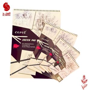 دفتر سكيج كوروت 160 غم 24 ورقة بقياسات مختلفة A2 , A3 , A4 , A5